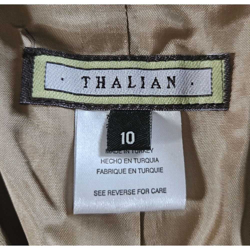 Thalian Knit Blazer Size 10 Tan Single Button Polyester Blend Warm Comfortable - Picture 6 of 8